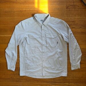 REI Co-op Sahara Shade Light Grey Long Sleeve Button Up Shirt Mens XL greyCasual